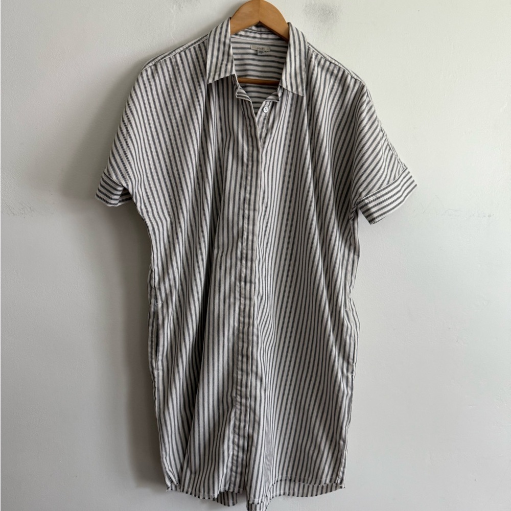 Ecote Cotton Striped Short Sleeve Shirtdress